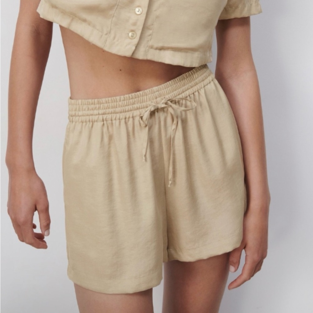 ZARA Linen Blend Drawstring Shorts